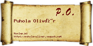 Puhola Olivér névjegykártya